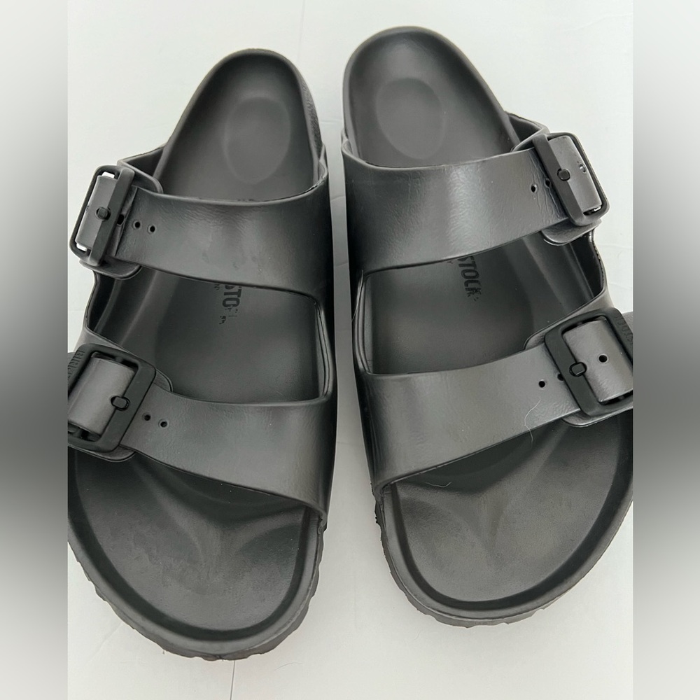 BIRKENSTOCK Arizona Gray Slide SANDALS EVA Foam Double Strap 43 EU, MEN US 10